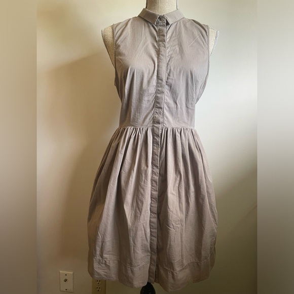 ANTHROPOLOGIE- Elizabeth Klein beyond vintage beige tie waist dress size 6 - Picture 2 of 6